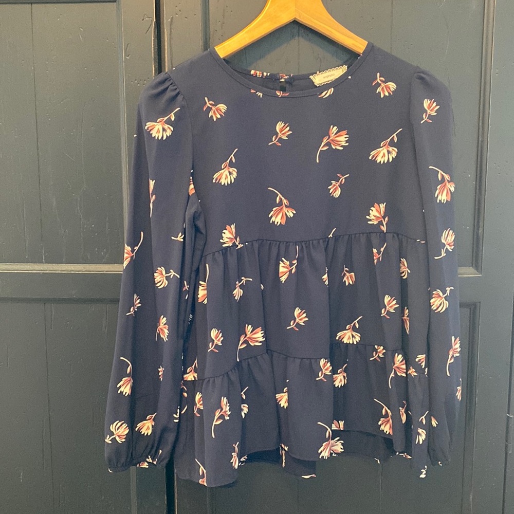 Girls Long Sleeve Floral Blouse